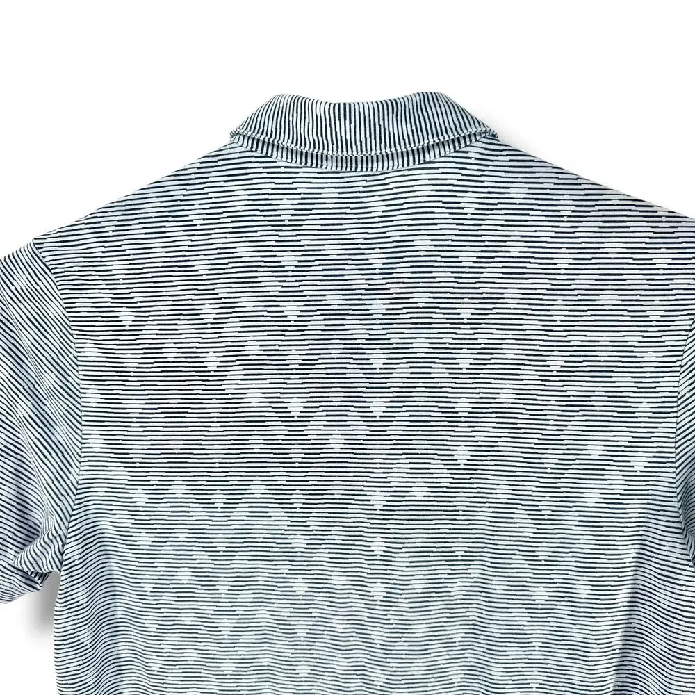 Adidas Golf Polo Mens M Navy Striped Pinstripe Flag Club Logo Performance